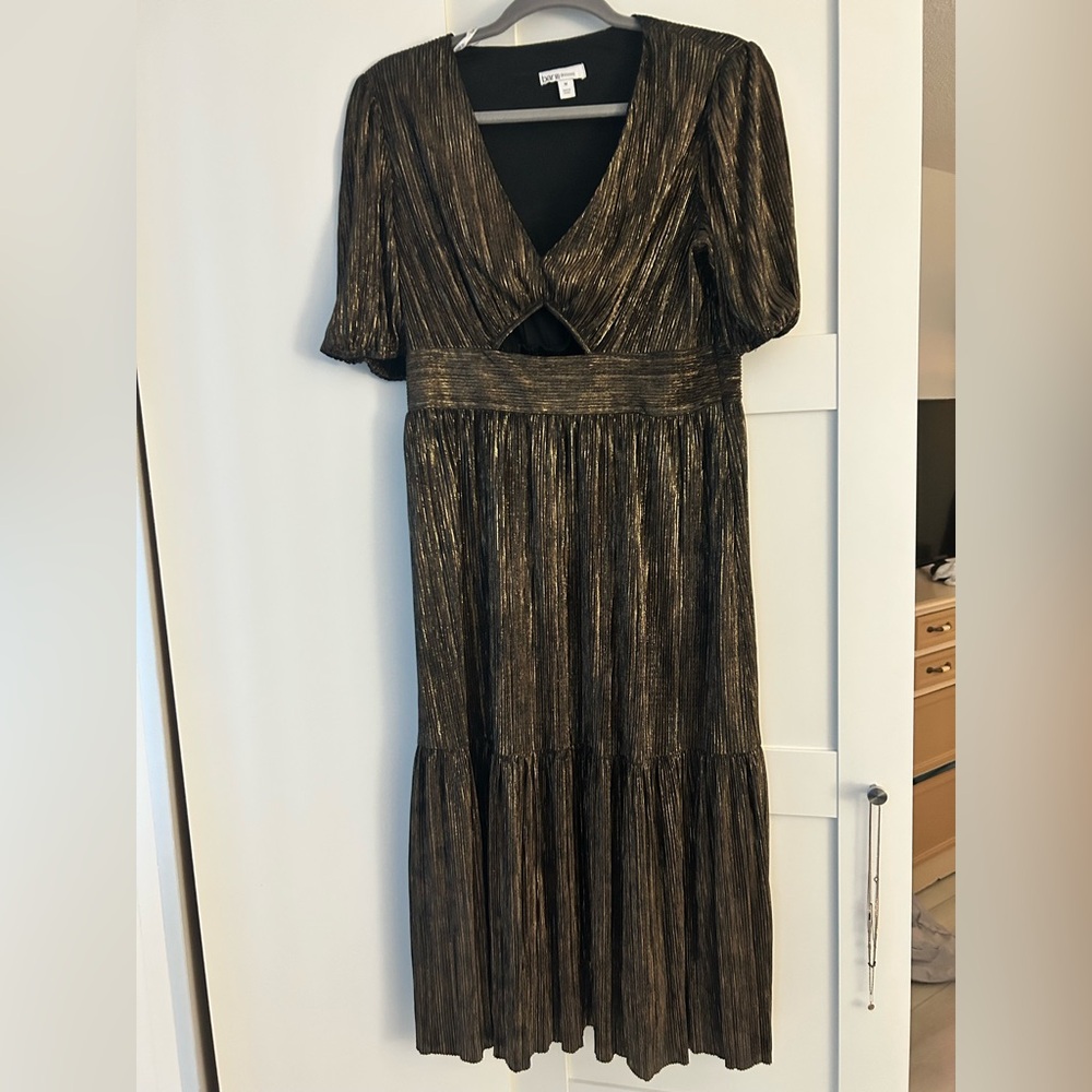 Bar III Black and Gold Midi Dress